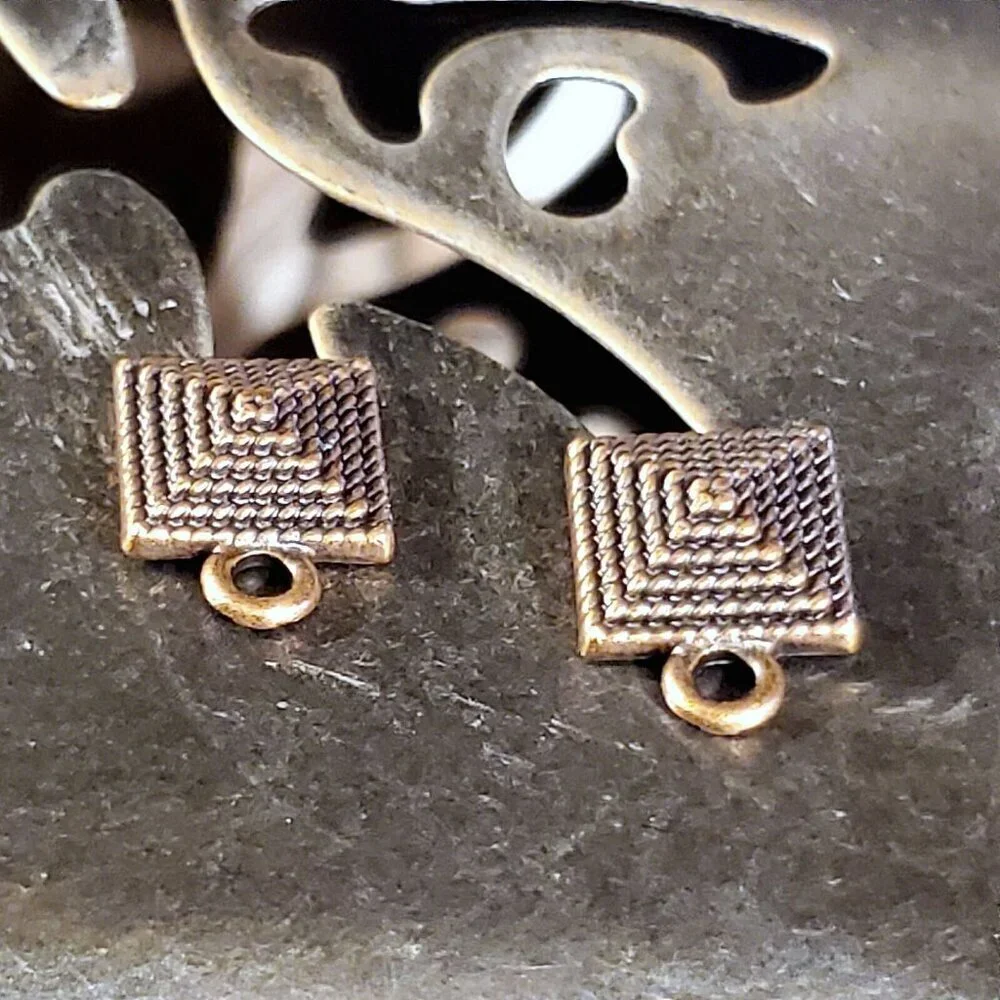 Avant Garde Antique Copper Egyptian Pyramid Dotted Earring Post Findings 10 pcs